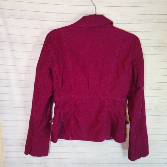 J.CREW PURPLE FUSCHIA CORDUROY LEATHER BUTTON BLAZER JACKET, SZ 6 - Picture 8 of 14